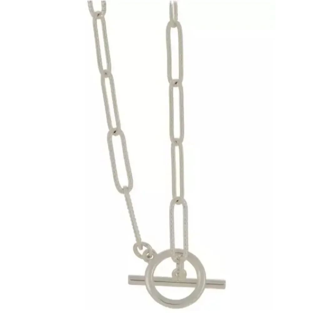 New Metal Gallery Textured Paperclip Chain Necklace - 16
